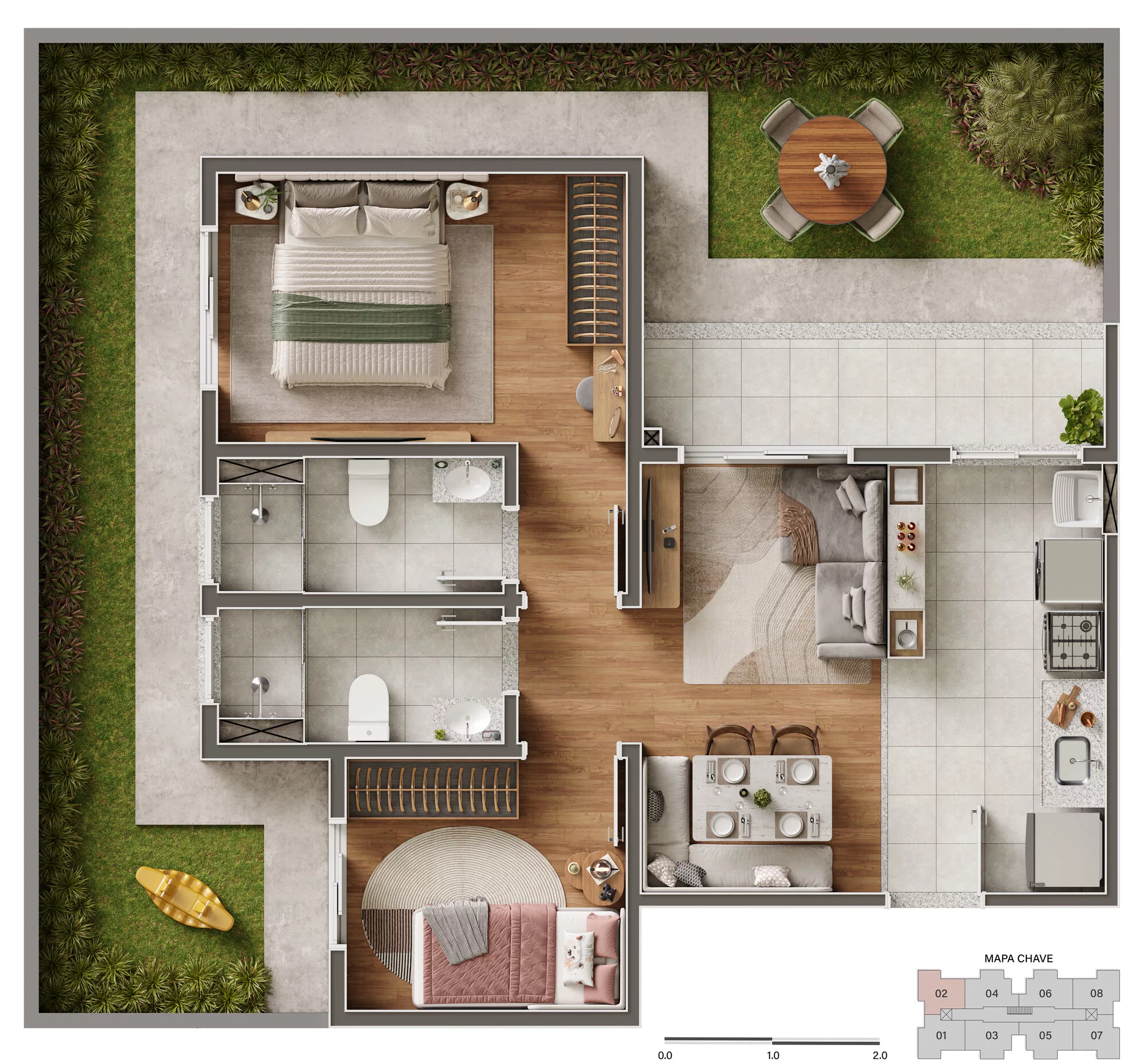 Planta Garden 102, Torres 02 e 03