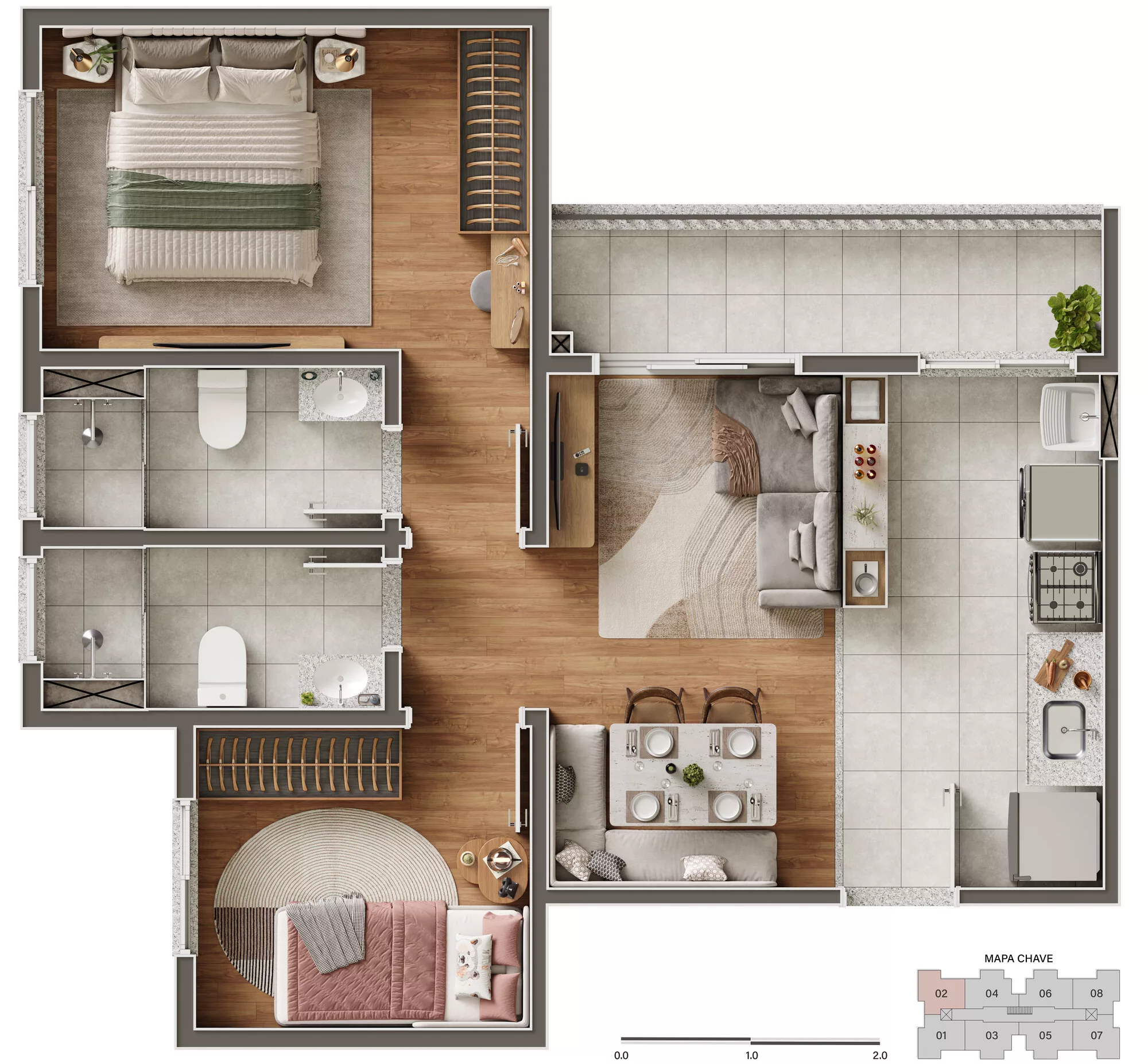 Planta Tipo Final 02, Torres 02 e 03